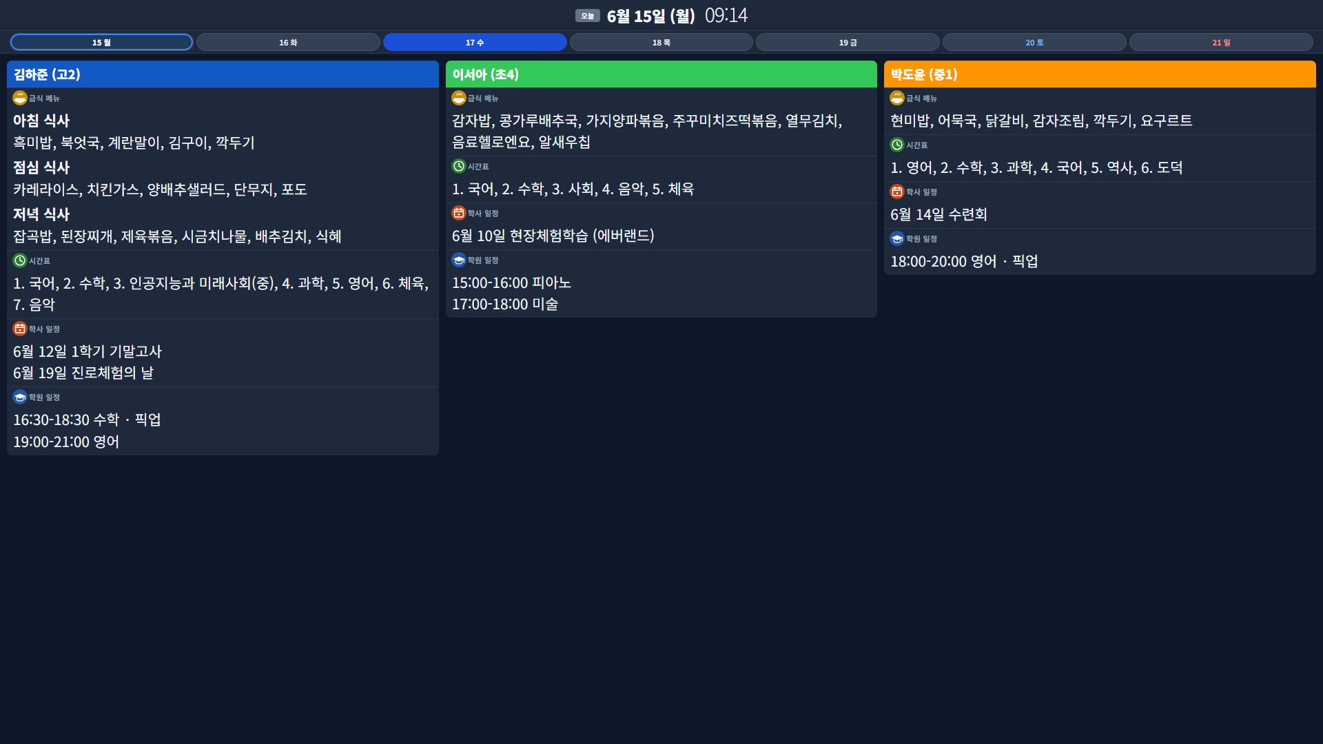 TV 현황판 화면